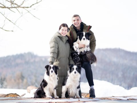 Karolina Horcickova with her boyfriend and Tara, Summer, and Rheia